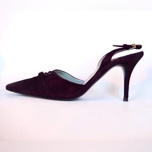 NEW Sigerson Morrison Brown Leather Suede Slingback Pointed Toe heels Women’s 9